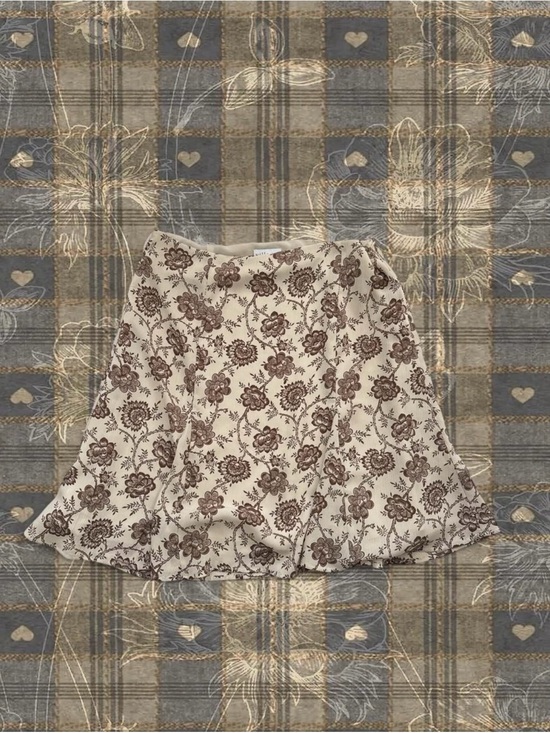 Liz Claiborne Dresses & Skirts - Whimsy Floral Woodland Fairy Brown & Cream Midi Skirt | Sz. US 14